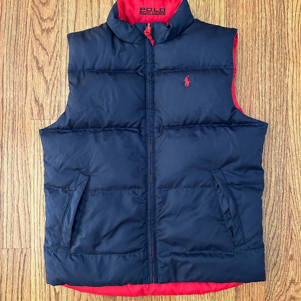 Polo Ralph Lauren Navy/Red reversible zip up Puffer Vest.